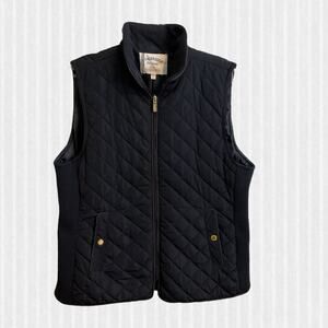 CAMBRIDGE DRY GOODS VEST Women's SZ L Navy Diamond Quilted Faux Leather Piping